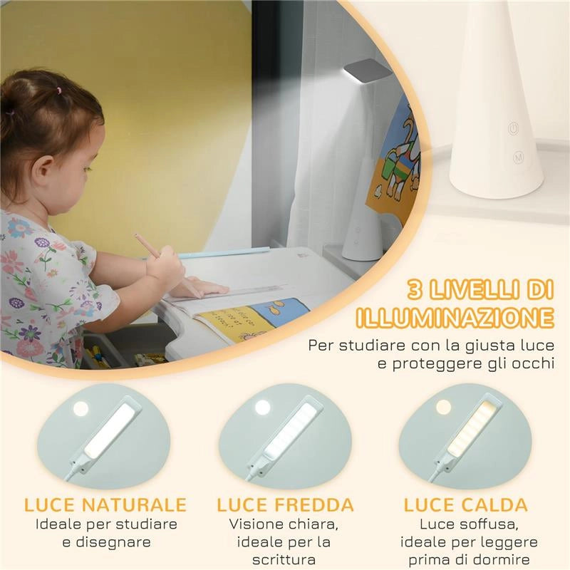 BANCO SCUOLA CON SEDIA PER BAMBINI 6-12 ANNI CON ALTEZZA E INCLINAZIONE REGOLABILE, GRIGIO