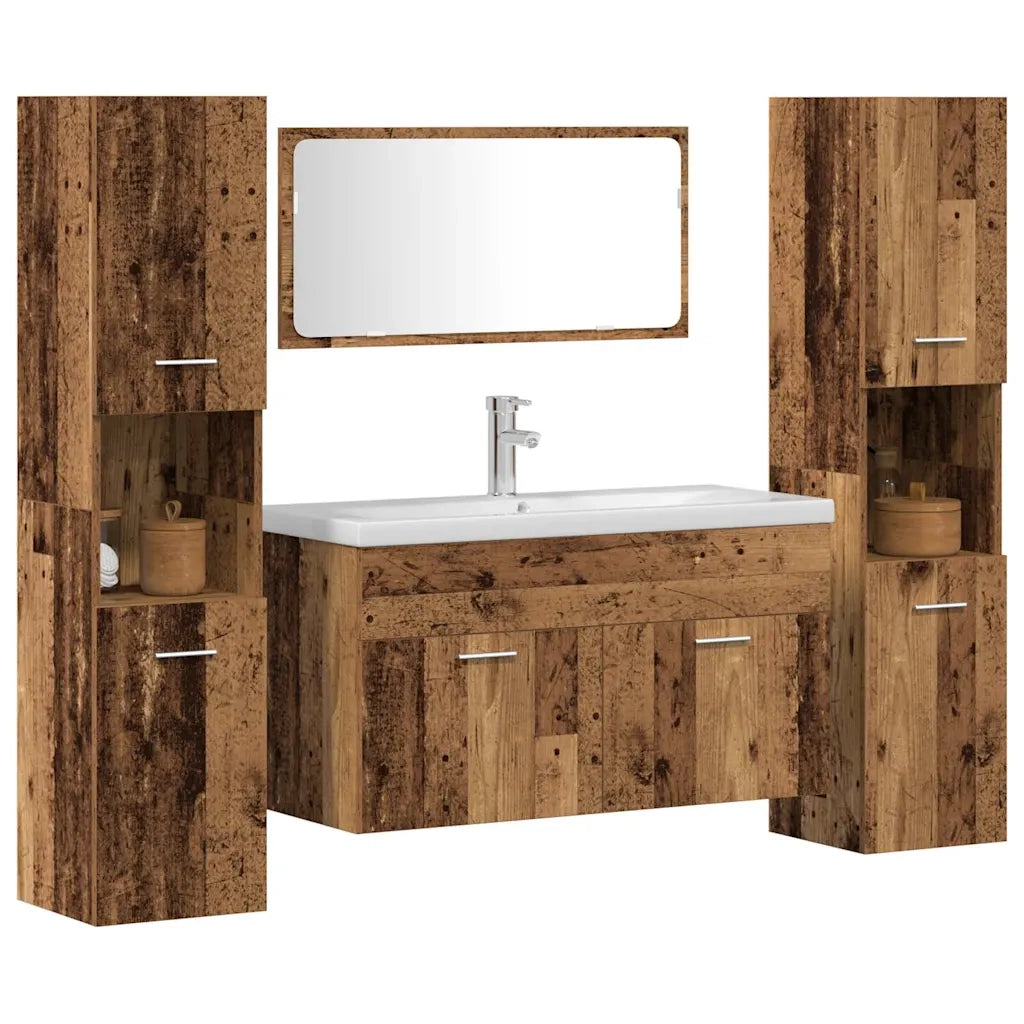 Set Mobili da Bagno 4 pz Legno Antico in Legno Multistrato 3328595