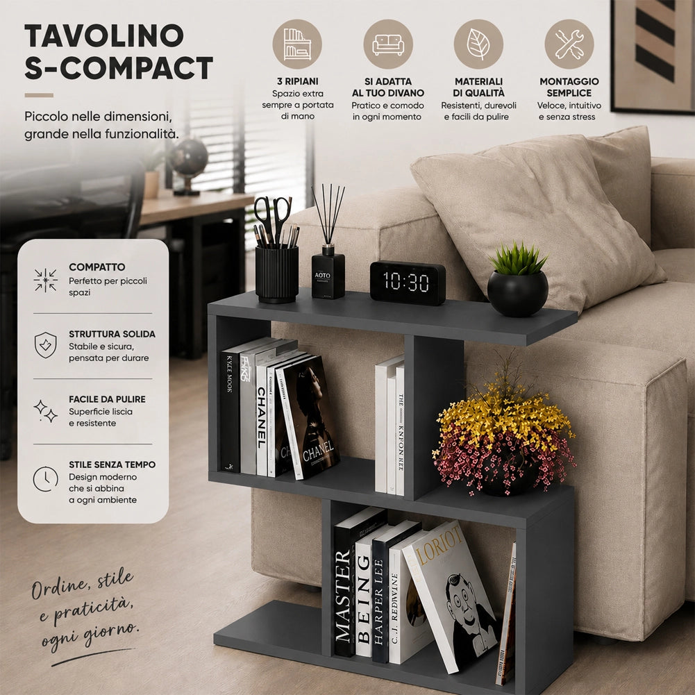 Tavolino da Caffè Antracite Tavolo S Divano Soggiorno Design Moderno 60x60x19.5cm