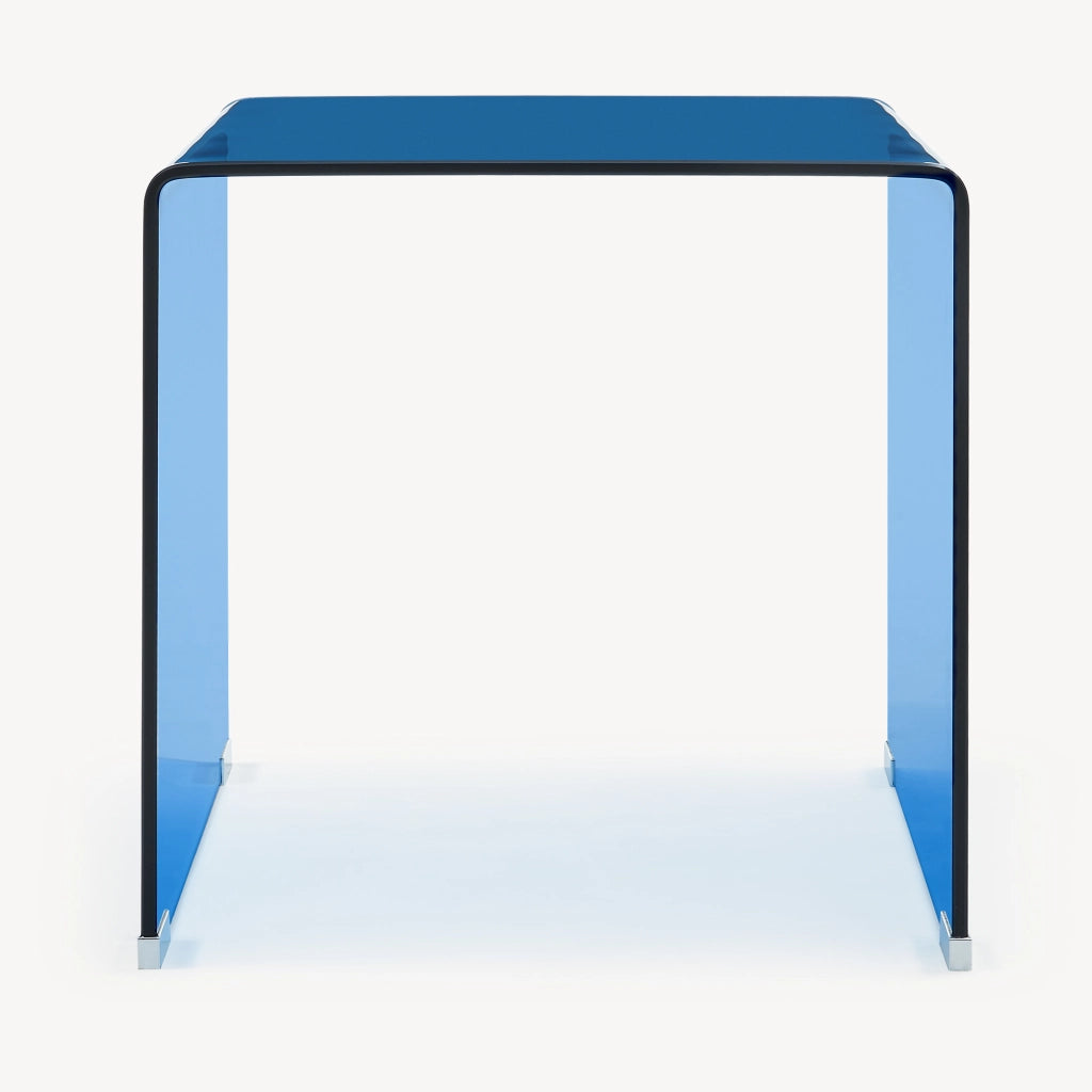 Tavolino da Salotto Varlofrek in Vetro 50 x 50 x 50 cm - Blu [en.casa]