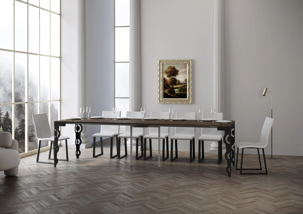 Consolle allungabile 90x40/300 cm Karayan Evolution Noce telaio Antracite