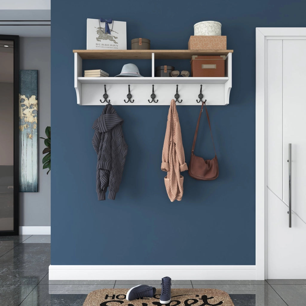 Appendiabiti in legno "Pino" - 120 x 22 x 37 cm - Bianco