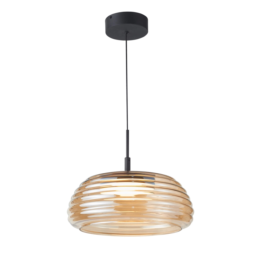 Lampada sospesa moderna nera vetro ambra LED 20W Italux