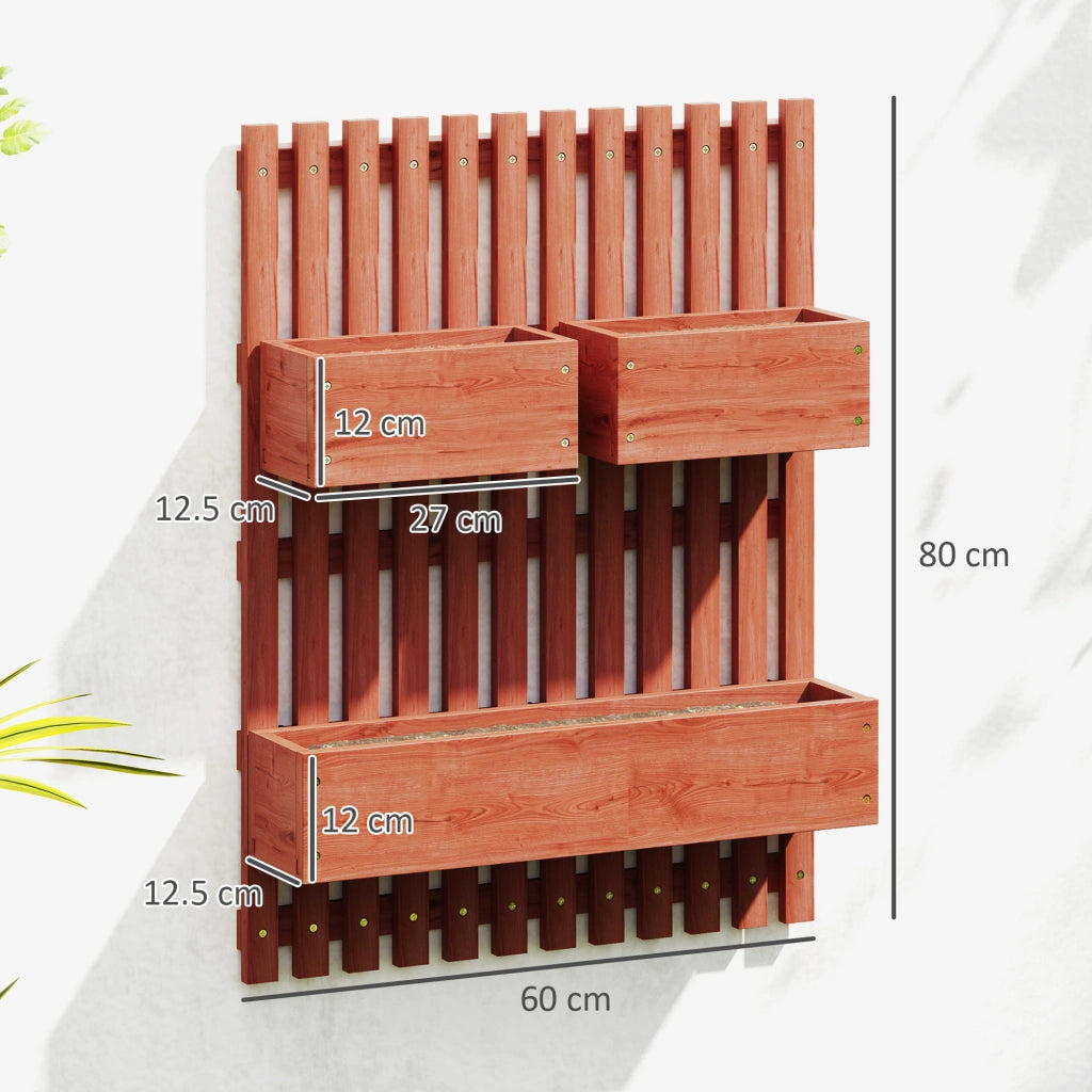 Fioriera Verticale con Vasi ¨C zephmum ¨C Legno Abete Marrone 60x16x80