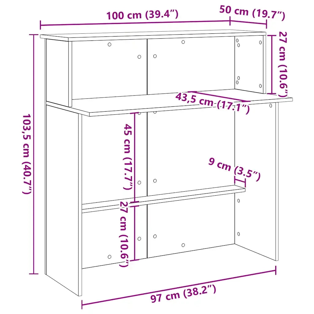 Banco Reception Rovere Artigianale 100x50x103,5cm in Truciolato 859032