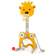 Canestro da basket per bambini ¨¨ un centro 4 in 1 con cerchio sicuro-Canestro da basket per bambini porta calcio e lancio Arancione