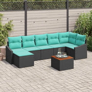 Set Divano da Giardino con cuscino 8 pcs Nero polyrattan 3347865