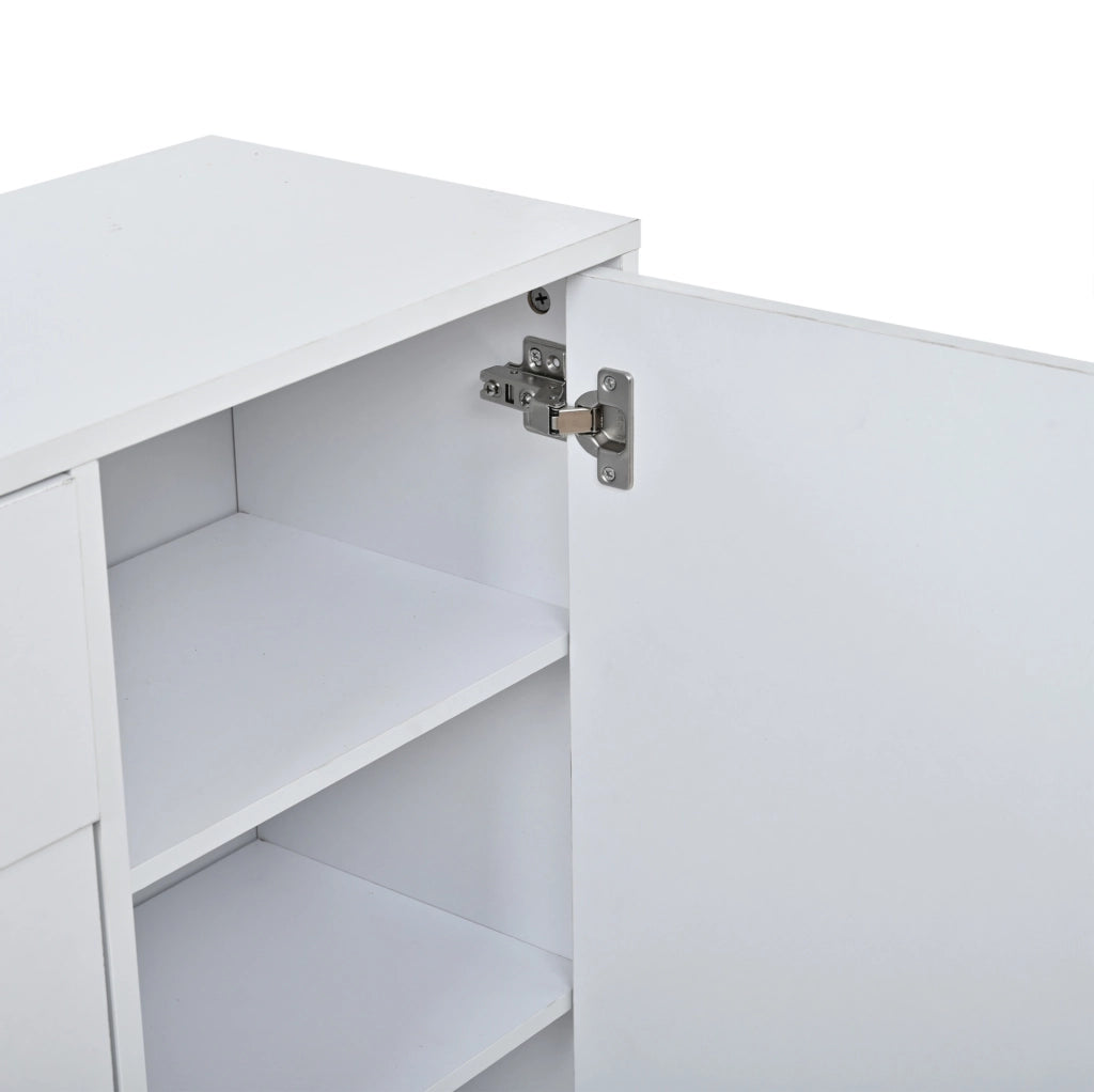 Guardaroba ingresso 140x30x200 cm con panca portascarpe; specchio e ganci in MDF bianco