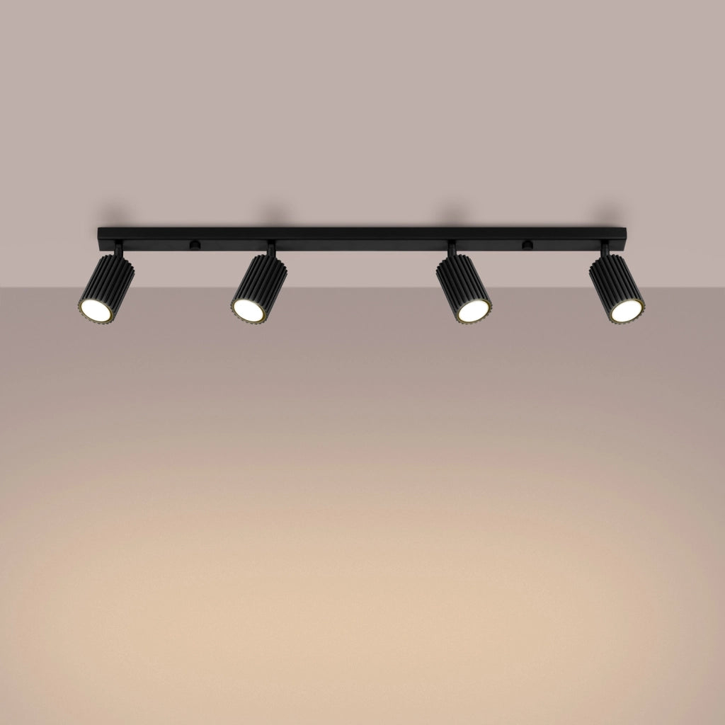 Plafoniera barra nera 81 cm 4 spot GU10 GRAVIO Pure Lume