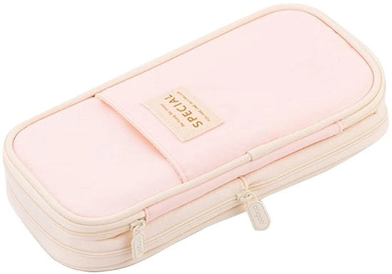 Etui in canapa, organizzatore di materiali da scrivere, portatile e scalabile, per studenti e adolescenti (rosa chiaro)