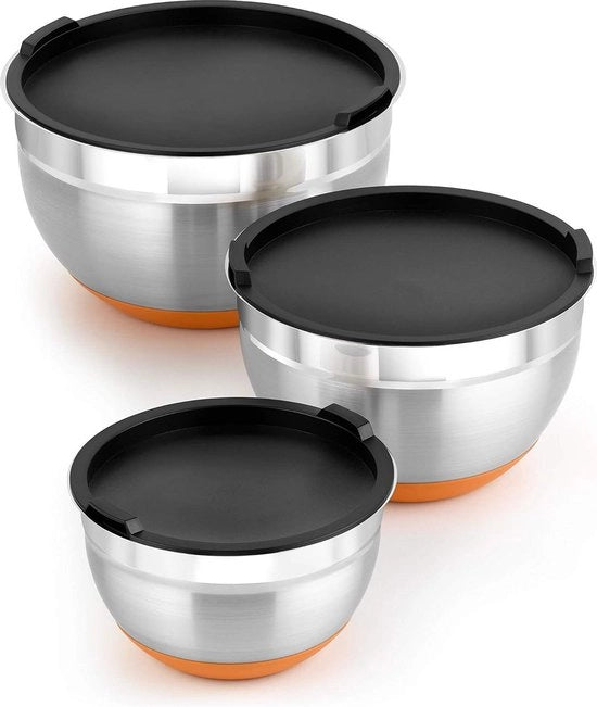 Set con 3 ciotole in acciaio inossidabile - 12 16 20 cm - 04 litri 18/10