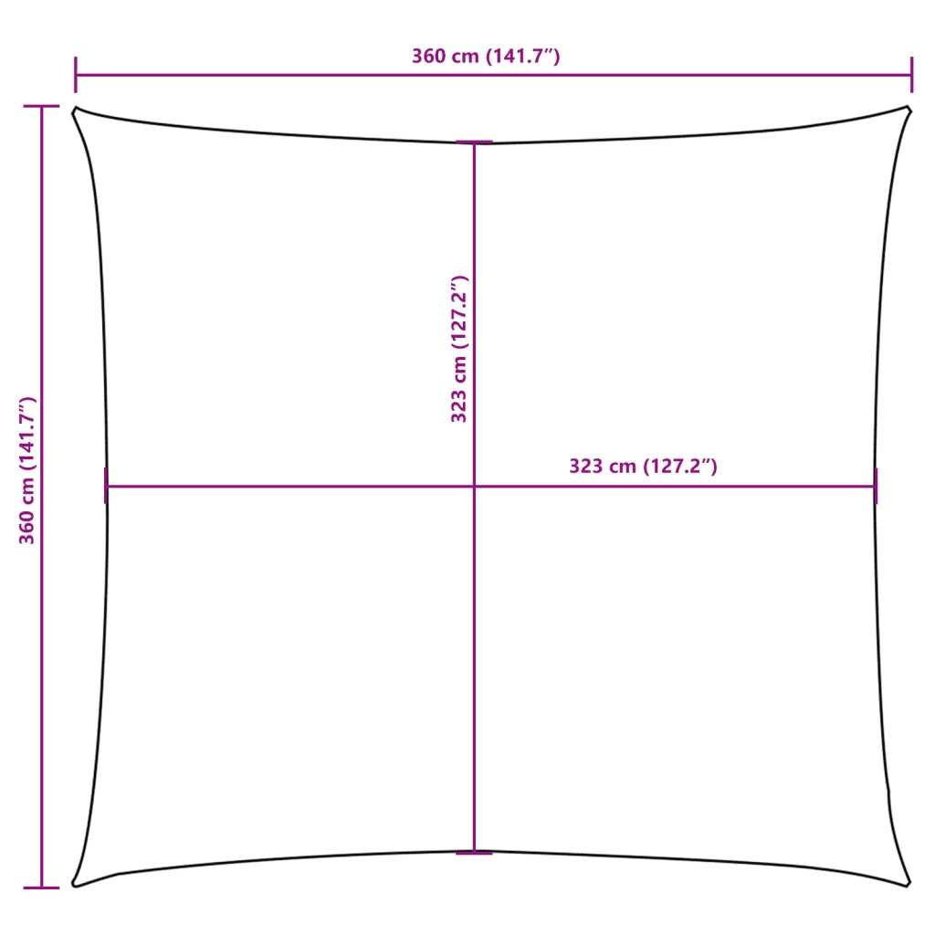 Vela Parasole in Tela Oxford Quadrata 3,6x3,6 m Blu 135523