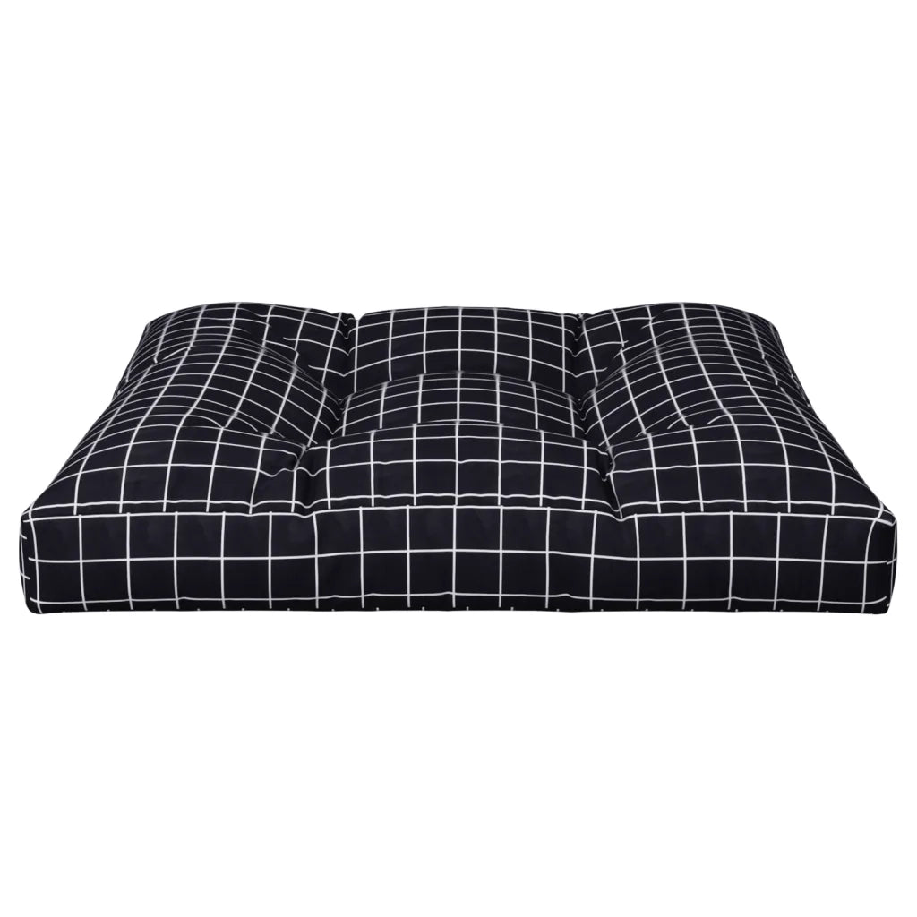 vidaXL Cuscino per Pallet Motivo a Quadri Nero 70x70x12 cm in Tessuto