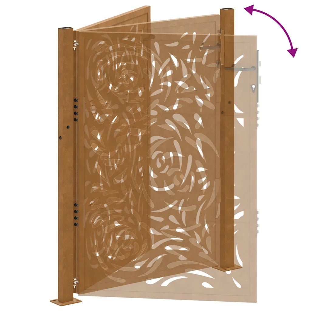 Cancello da Giardino 105x155 cm Acciaio Corten Design a Fiamma