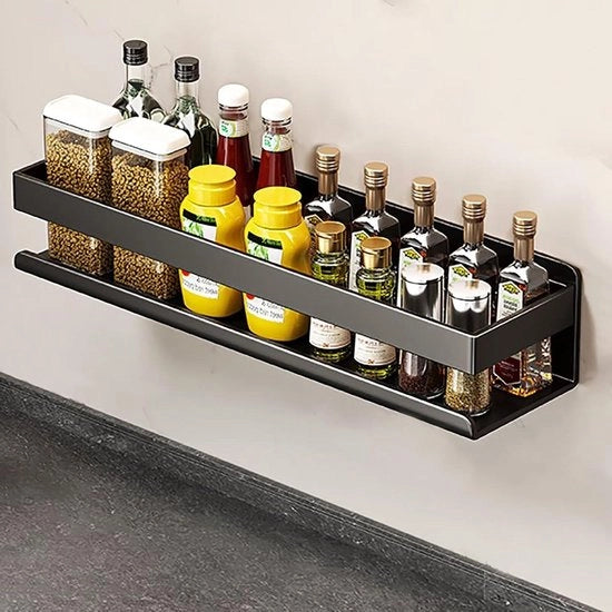 Organizzatore per Erbacee da Appendere - Organizzatore per Cucina Senza Foratura per Porta Armadio e Bagno 40 x 10 x 8 cm Nero