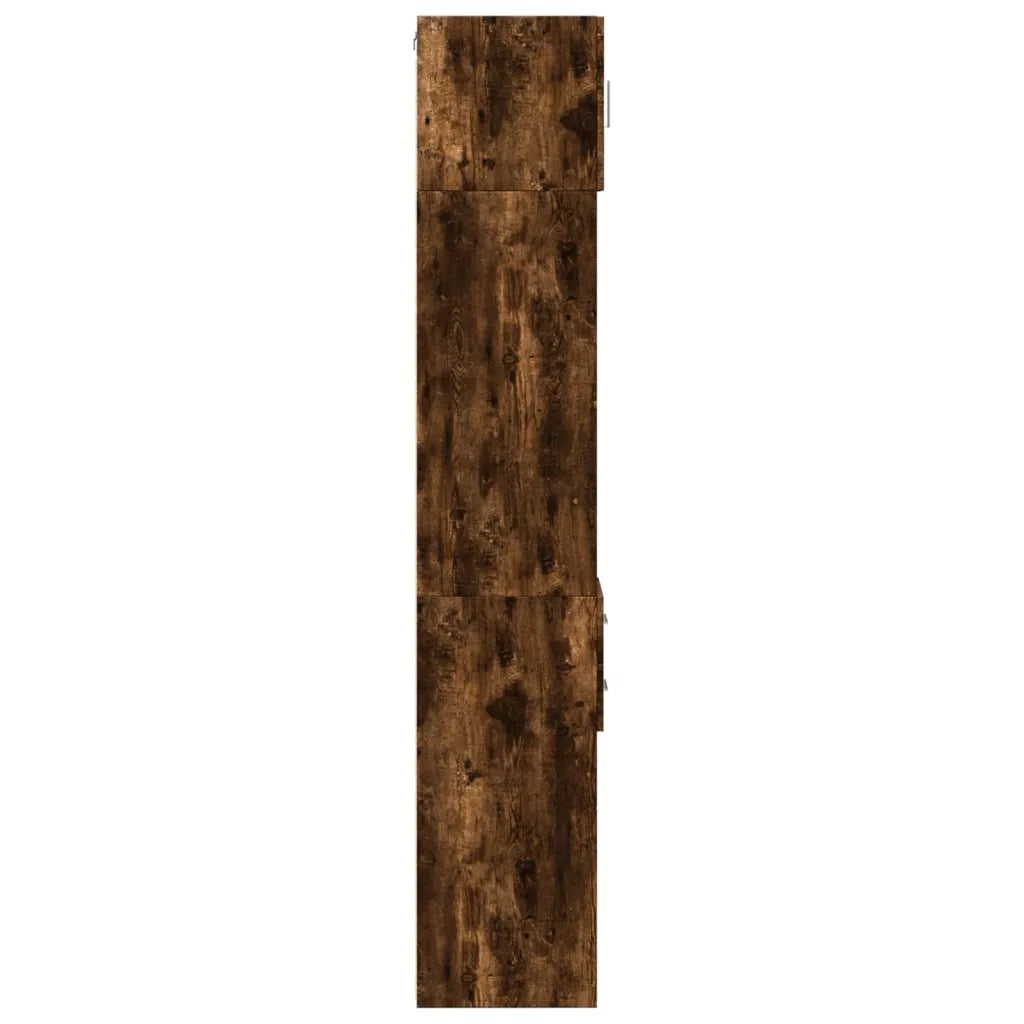 Mobile contenitore sottile 30 x 42,5 x 225 cm ampio spazio contenitivo per bagno o cucina legno composito finitura rovere affumicato 02_0055556