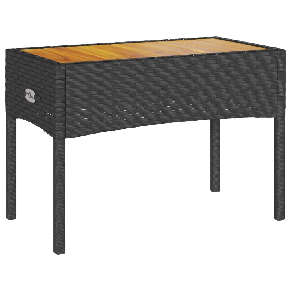 vidaXL Panca da Giardino a 2 Posti Cuscini e Tavolo Nera in Polyrattan
