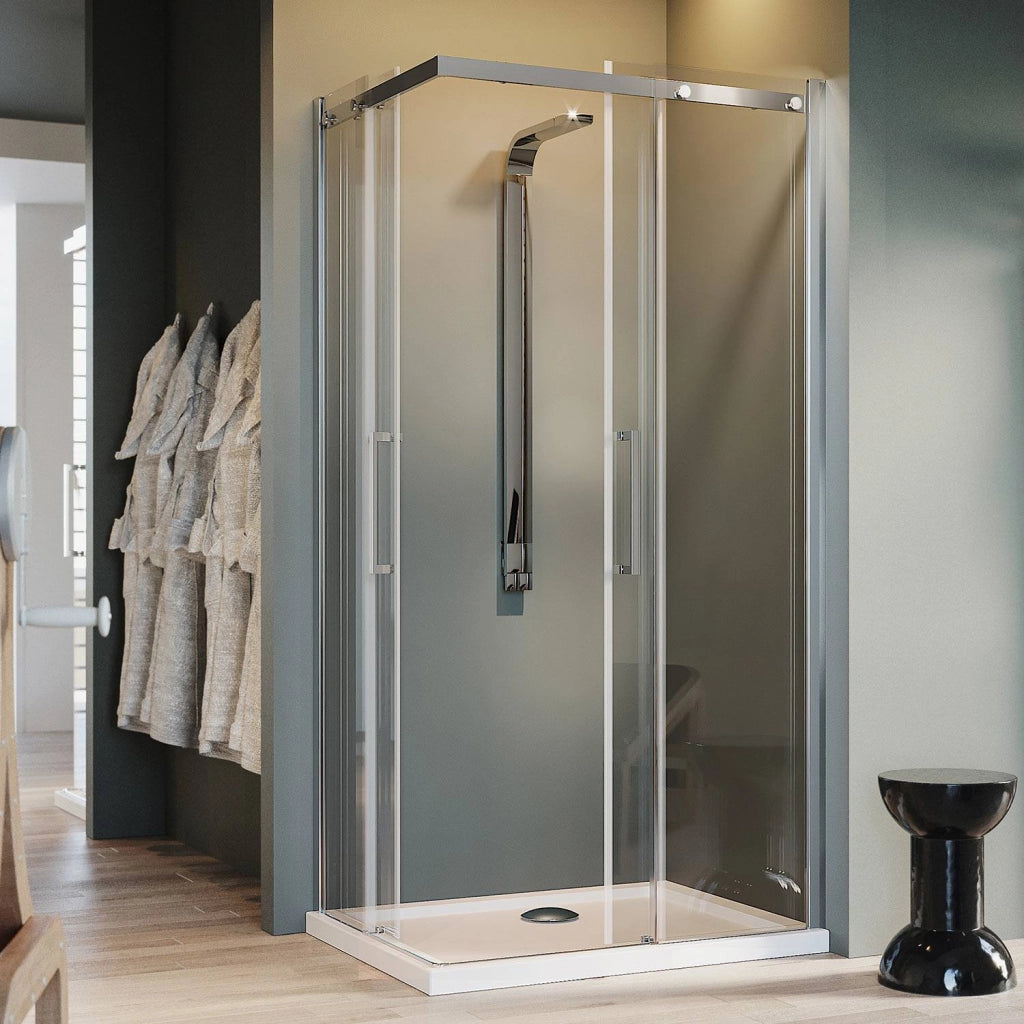 Box Doccia Quadrato 100x100CM H200 Vetro Trasparente 8mm Quadrata con EasyClean mod. Prime Corner