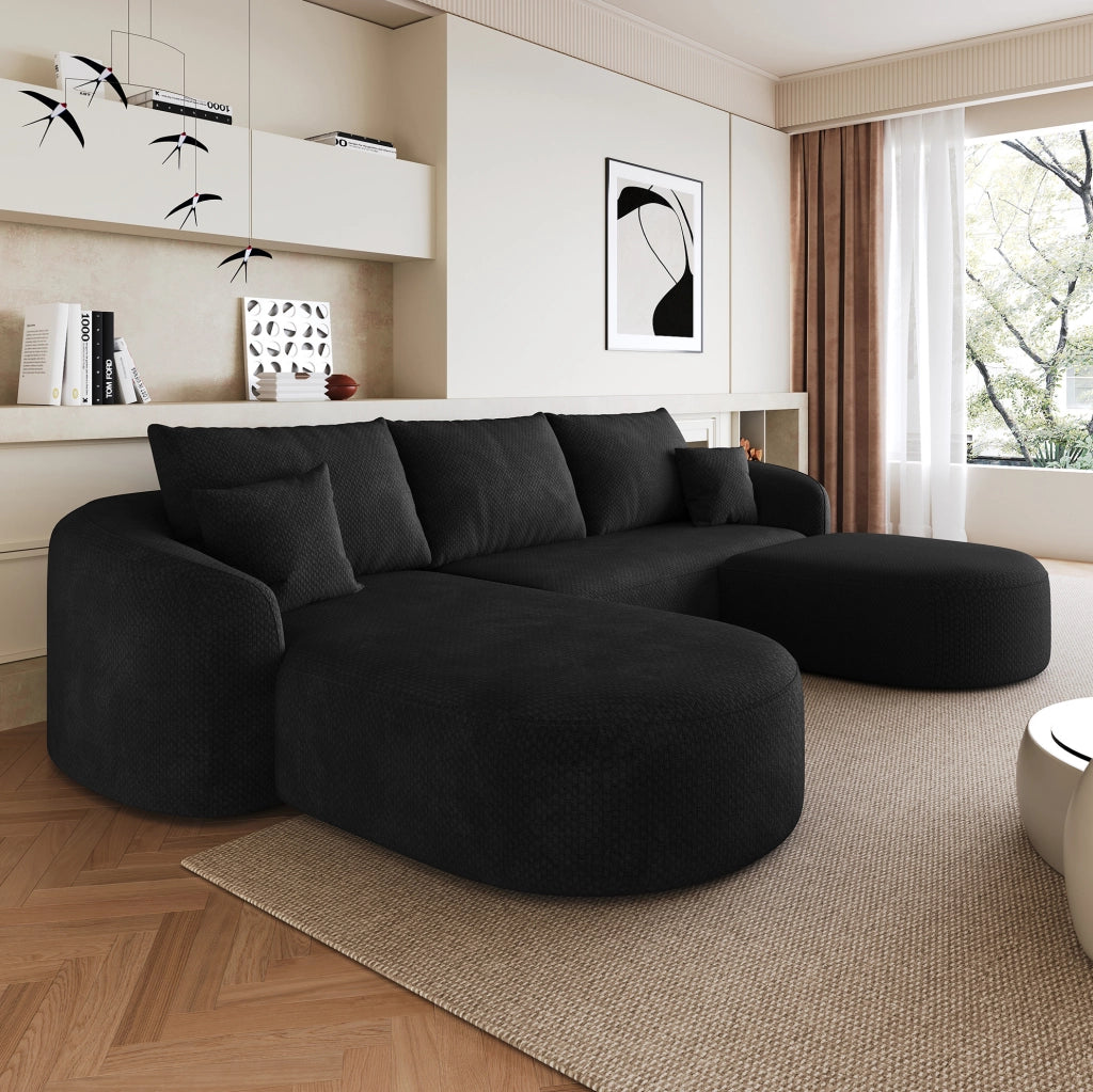 Divano angolare modulare in tessuto nero 266 × 168 × 85 cm
