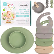 Set di Piatti e Tazze per Bambini in Silicone per Età da 6 a 12 Mesi - Utensili per Primissimi Bocconi