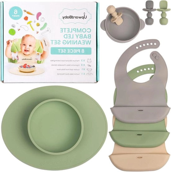 Set di Piatti e Tazze per Bambini in Silicone per Età da 6 a 12 Mesi - Utensili per Primissimi Bocconi