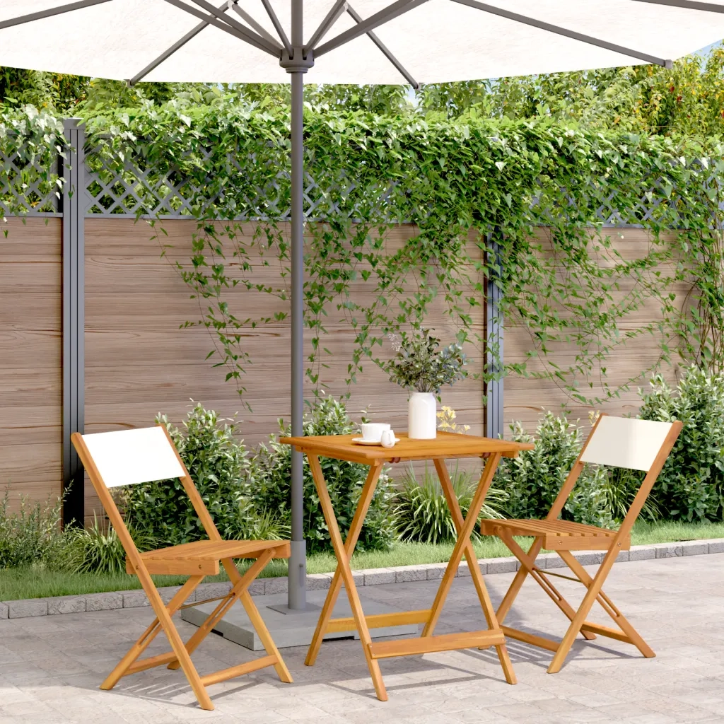 Set da Bistrot 3pz Bianco Crema in Tessuto e Legno Massello 3281760