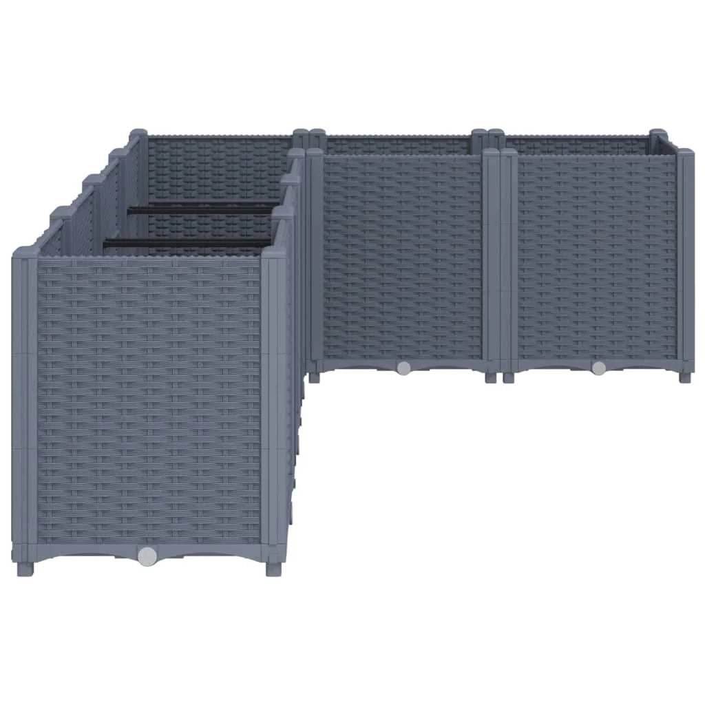 Fioriera rialzata per piante fiori terrazza giardino 160 x 120 x 53 cm PP grigio 02_0037456