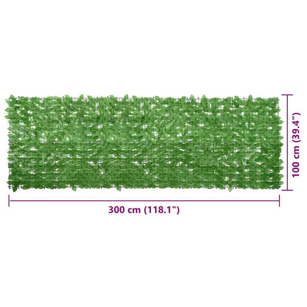 Balcony Privacy Screen With Green Leaves 300x100 Cm