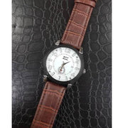 Trade Shop - Orologio Polso Zcc Z002 Uomo Compass Automatico Data Cinturino Pelle Marrone Bianco -