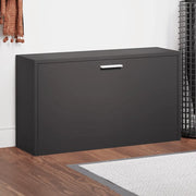 Panca-Sgabello Scarpiera Nera 80x24x45 cm in Legno Massello di Argilla