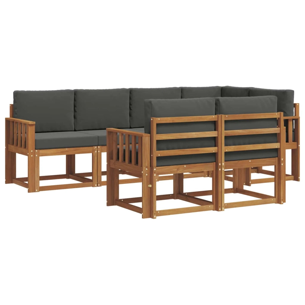 Set di divani da esterno con cuscino 7 pcs Naturale e Antracite 3366530