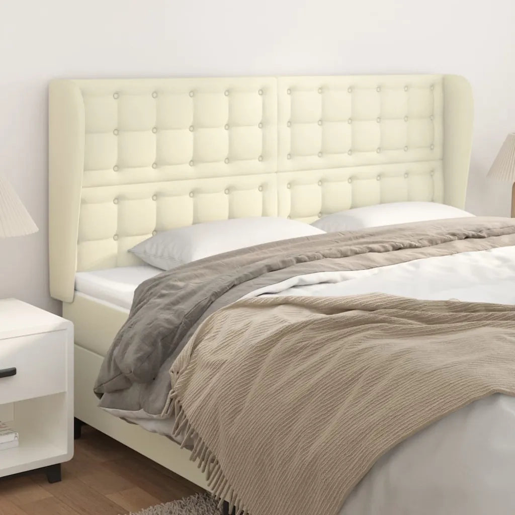 Testiera ad Orecchio Crema 163x23x118/128 cm in Similpelle
