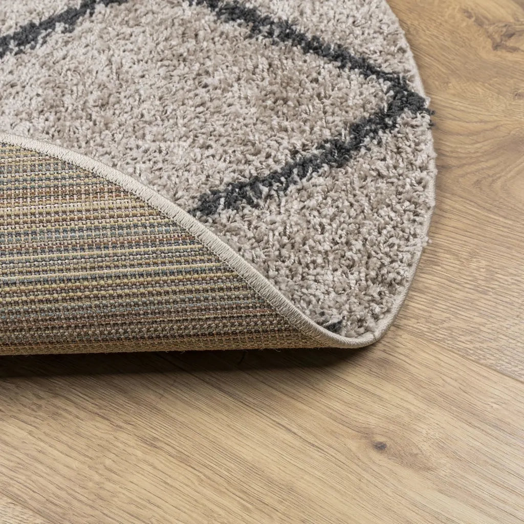 Tappeto Shaggy PAMPLONA a Pelo Lungo Beige e Antracite Ø 100 cm 375398
