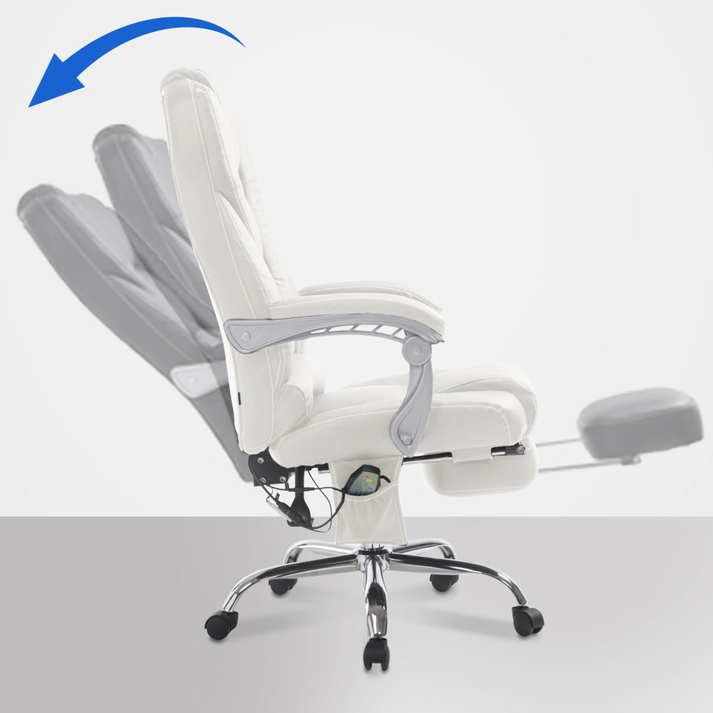 Sedia da ufficio Pacific con funzione massaggio in similpelle bianco