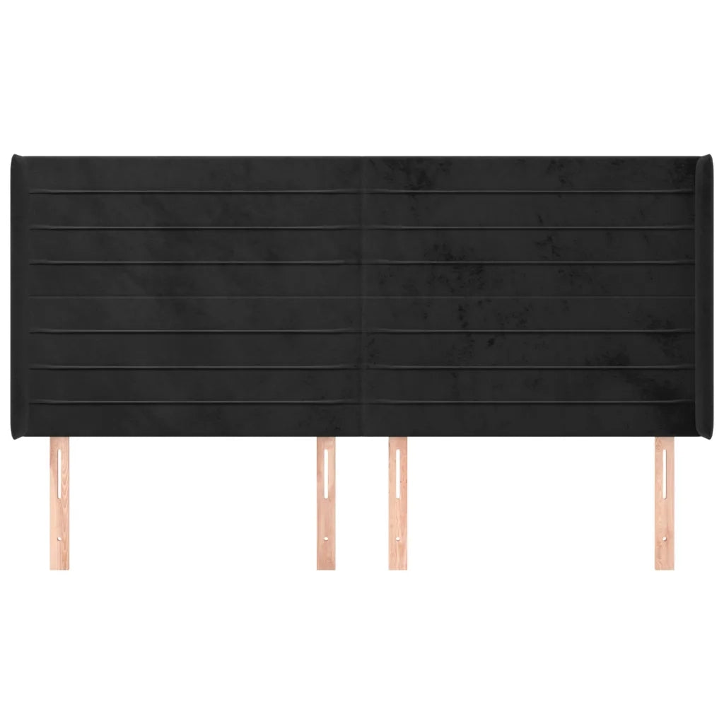 Testiera | Testata ad Orecchio Nera 183x16x118/128 cm in Velluto