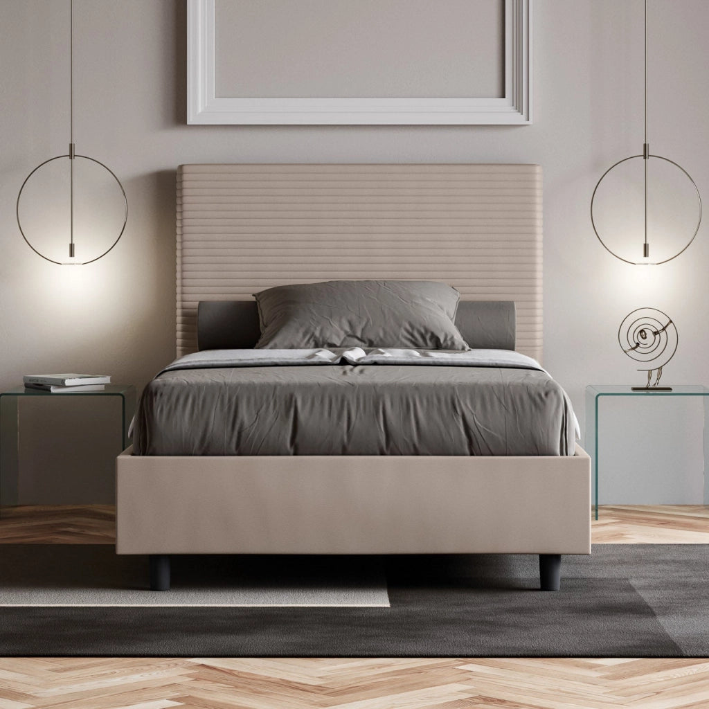 Letto 1 Piazza e Mezzo 120x200 cm con Rete Focus Tortora