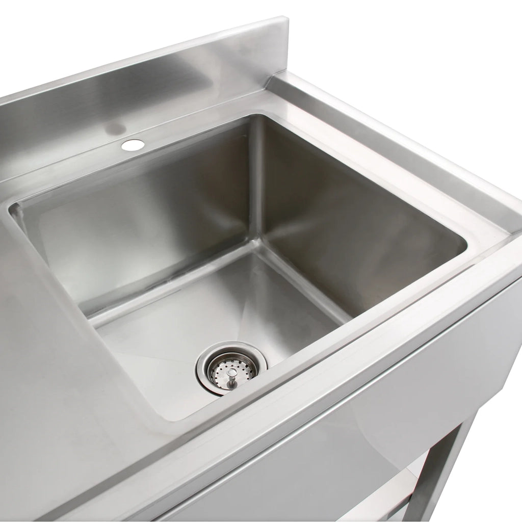 Lavandino Commerciale da Cucina 1 Vasca Inox con Sgocciolatoio a Sinistra