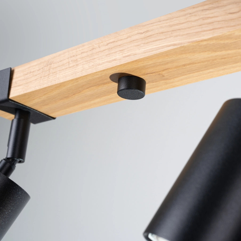 Spot plafoniera NORDAL 4 luci nero/legno GU10 Pure Lume