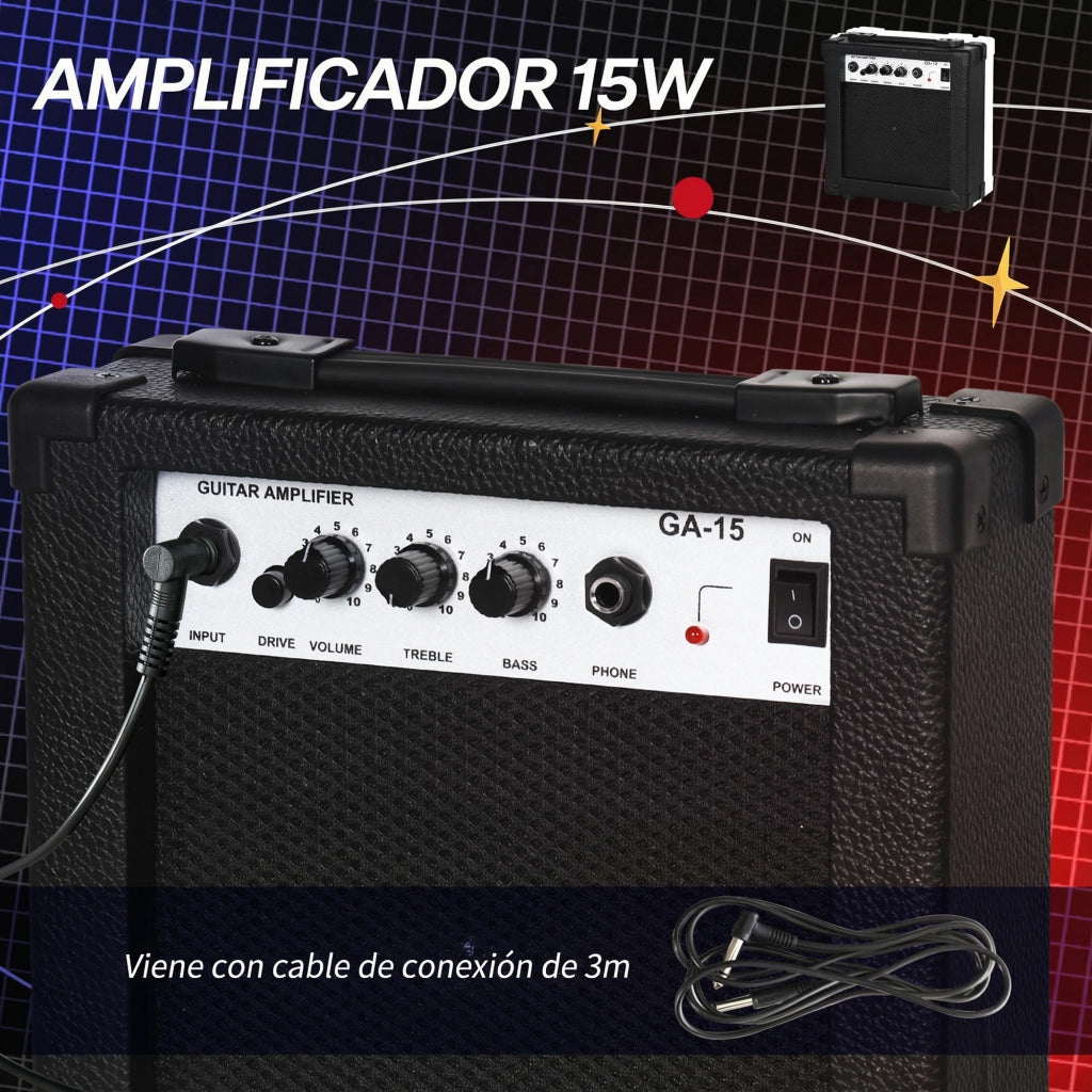 Kit Chitarra Elettrica per Principianti con Amplificatore 15W ¨C zephmum ¨C Nero