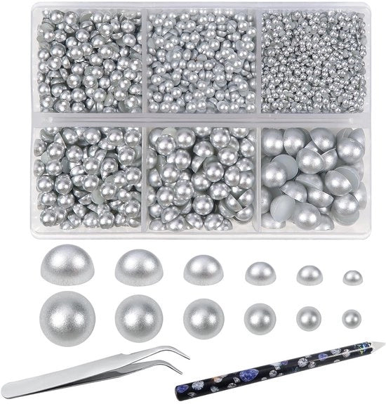 Kralen 5000 pezzi - Halfronde Kralen - Kunsthars - Argentato - 2 mm a 8 mm - Per Creare Gioielli
