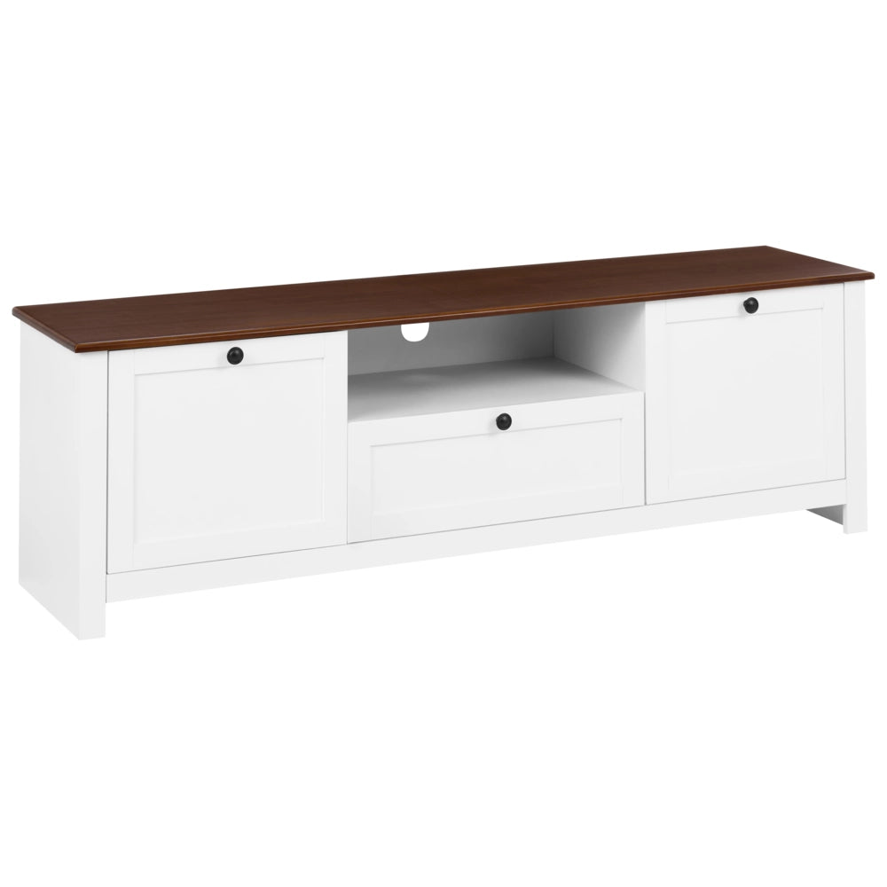Mobile TV in MDF bianco con cassetto e 2 ante, stile rustico-country