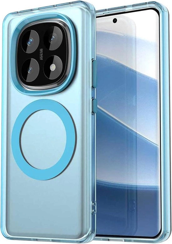 Ultradunne Magneet Hoes per Xiaomi Redmi Note 14 Pro 5G/Poco X7 5G - Resistenze allo Shock - Trasparente - Materiale Policarbonato - Blu