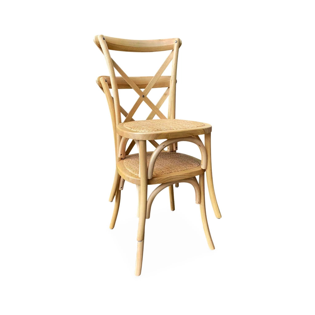 Set 4 sedie da bistrot vintage in legno, marrone naturale