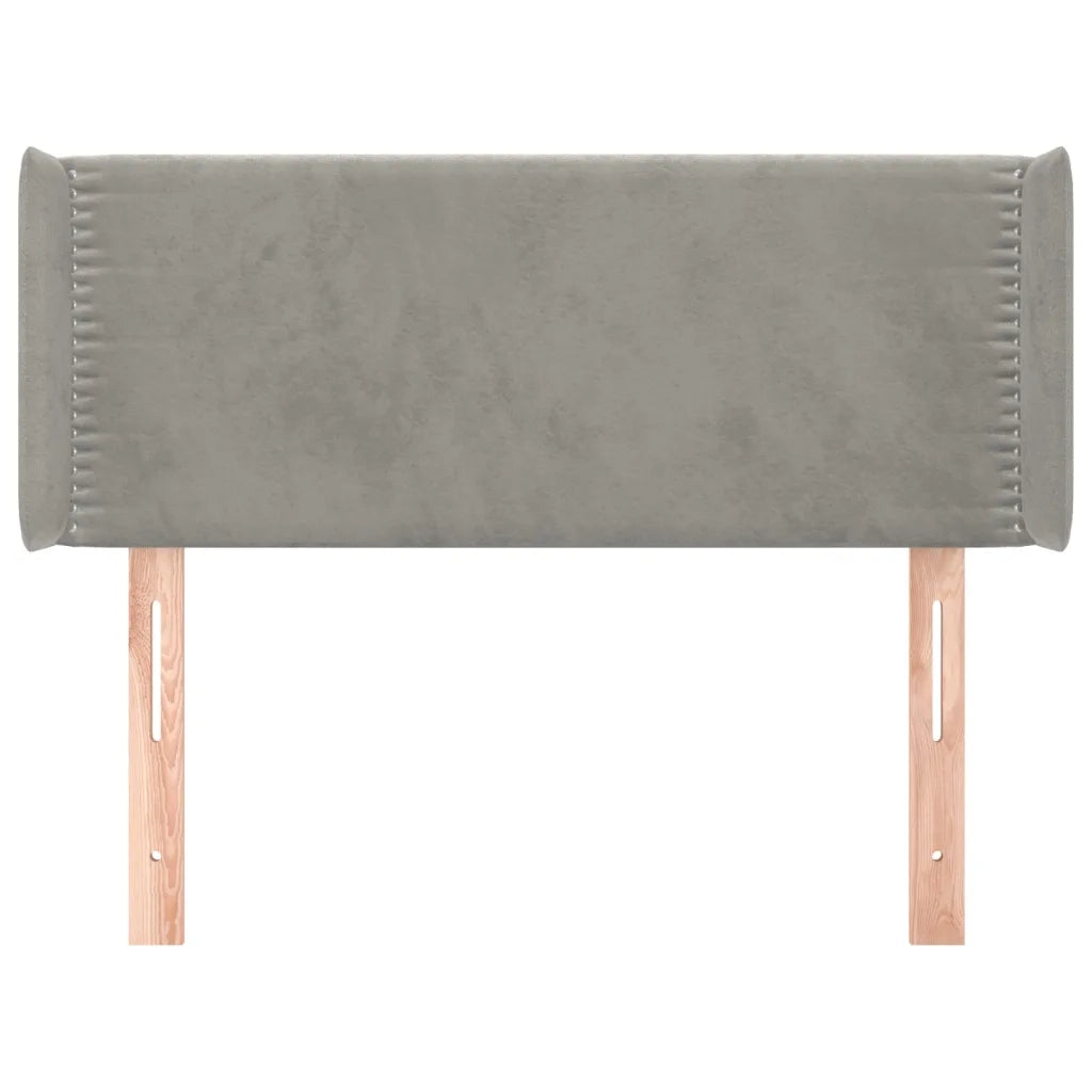 Testiera | Testata ad Orecchio Grigio Chiaro 93x16x78/88 cm in Velluto
