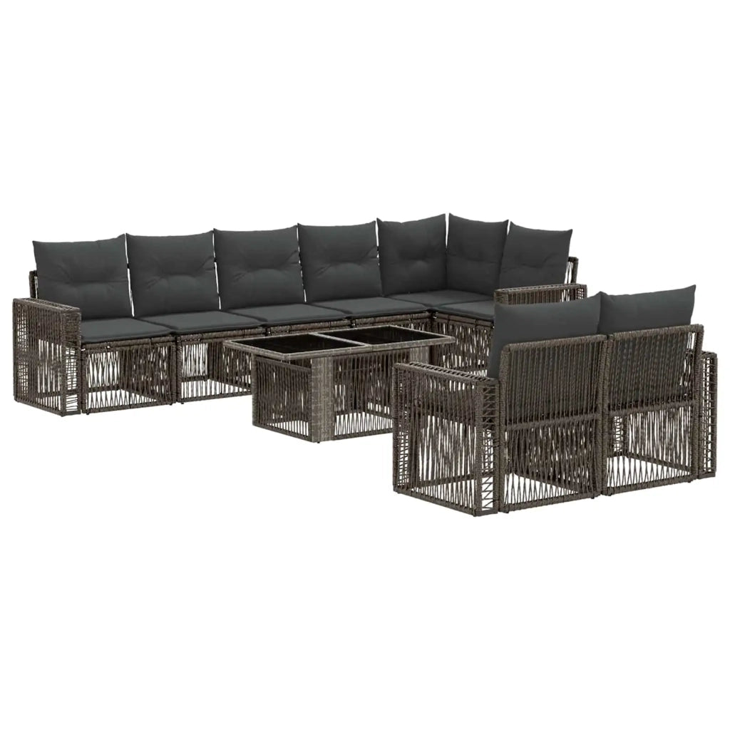 Set Divano da Giardino 9 pz Grigio e Grigio Scuro polyrattan 3436820