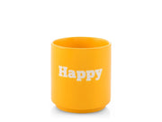 Bicchiere in Ceramica giallo con Scritta "Happy"  Capacità 200 cc