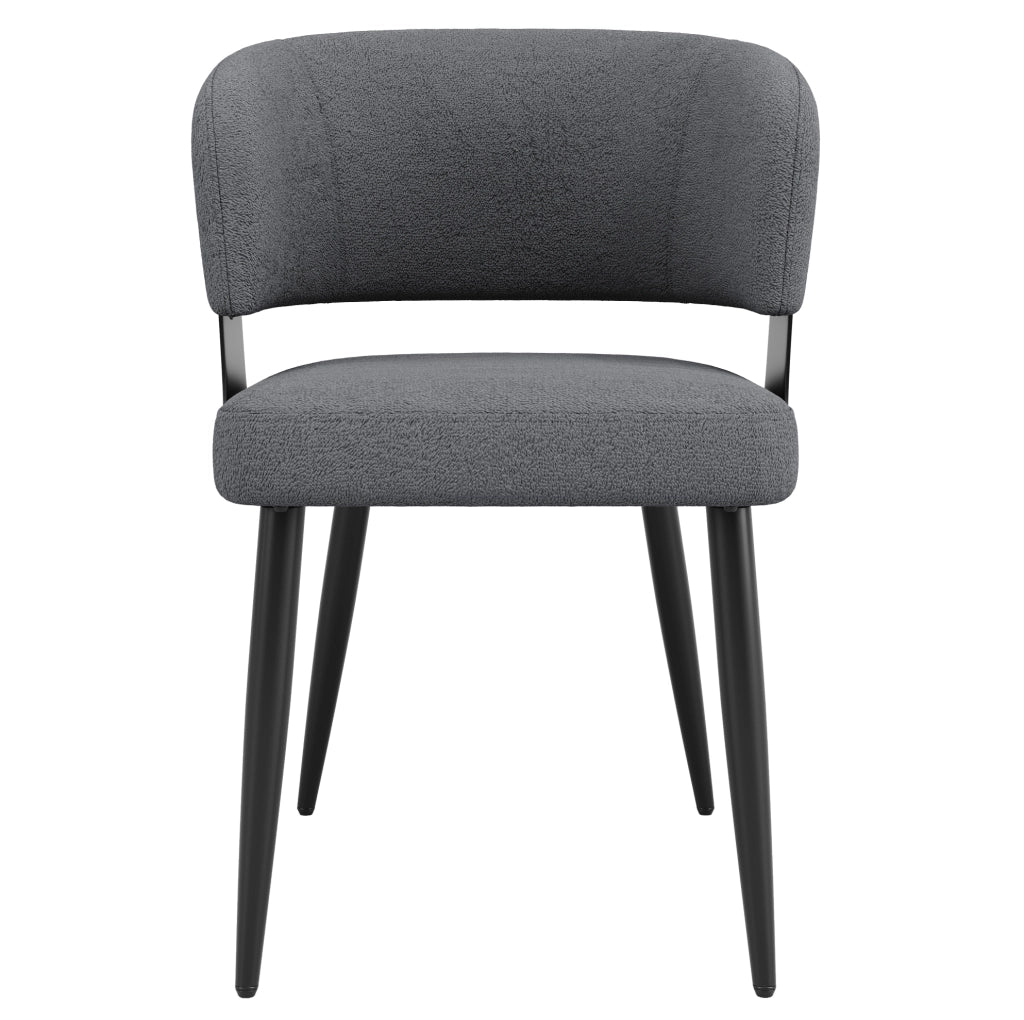 Sedia 59x46.5x81.5 cm ergonomica con schienale curvo in flanella e metallo grigio