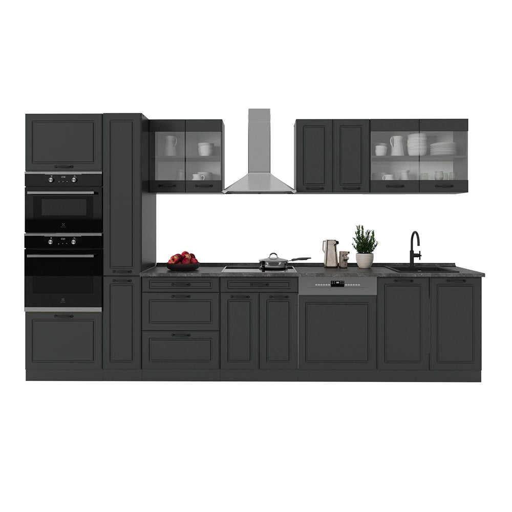 Vicco Cucina completa  Casa di campagna antracite/antracite 350 cm , PL Rovere