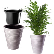 Vaso da fiori KADAX da 40 cm con coperchio e inserto, in plastica beige.