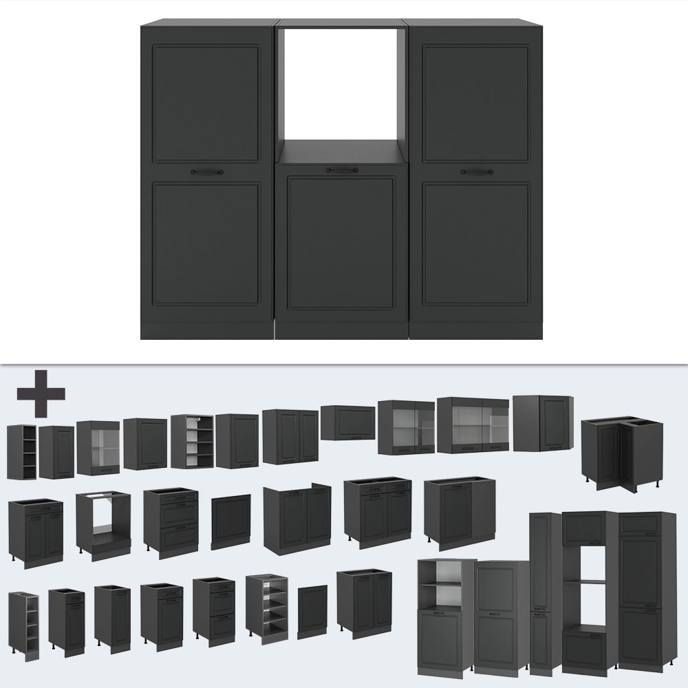 Vicco Cucine componibili piccole Casa di campagna antracite/antracite 180 cm senza piano di lavoro